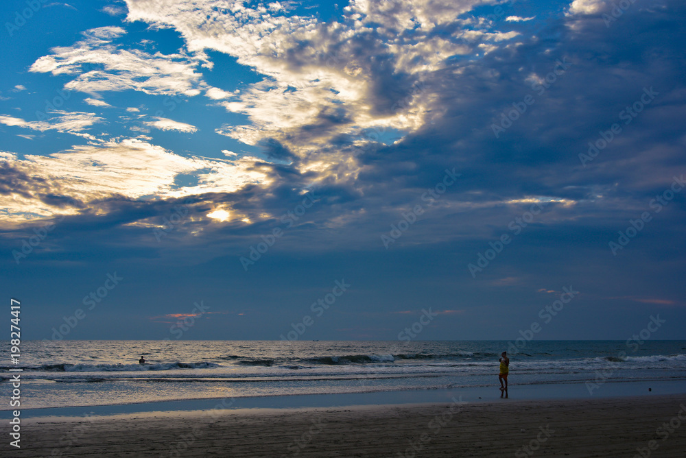 Beautiful sunset on Arambol beach in North Goa.India 