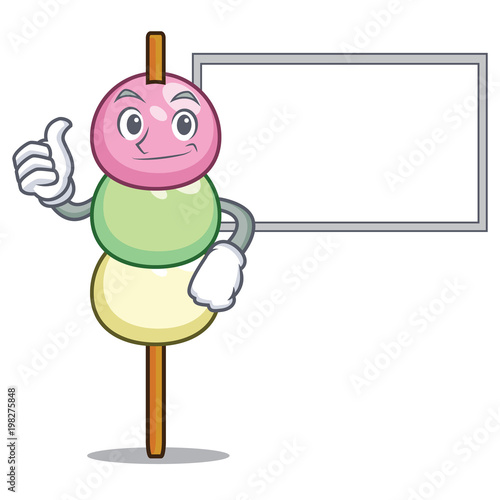 Thumbs up with board dango character cartoon style