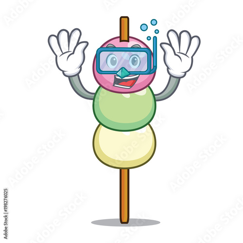 Diving dango character cartoon style
