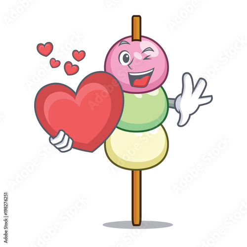 With heart dango mascot cartoon style