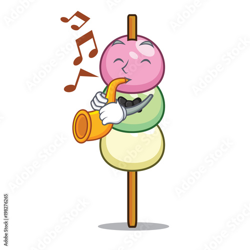 With trumpet dango mascot cartoon style