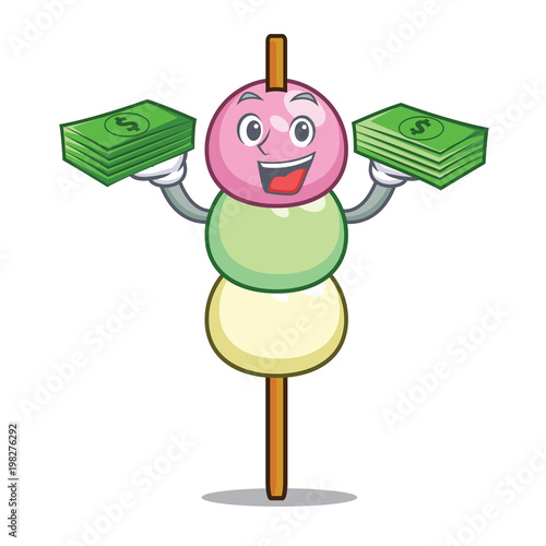 With money dango mascot cartoon style
