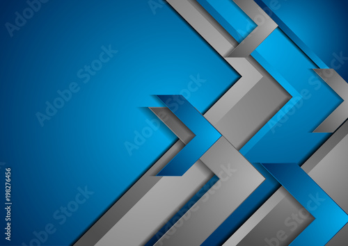 Blue and grey tech abstract background with arrows