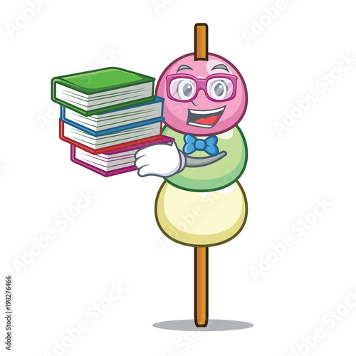 Student with book dango mascot cartoon style