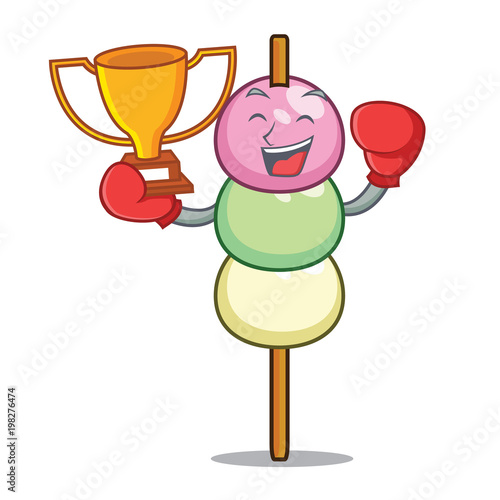 Boxing winner dango mascot cartoon style