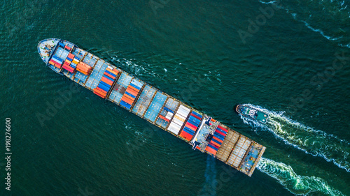 Container Cargo ship import and export business, Freight Transportation import export logistic.