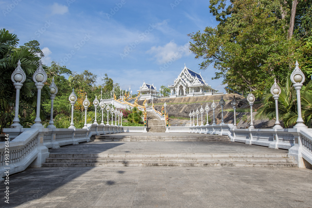 Wat Kaeo Ko Wararam is a famous temple in Krabi Province, Thailand. It is a beautiful Buddhist temple. In the center of Krabi town. Artistic picture. Beauty world.