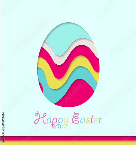 Easter Egg Abstract Layer Art with paper cut shapes. Vector design layout for business presentations, flyers, posters and invitations