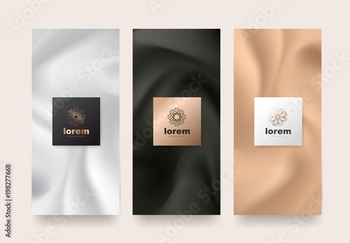 Vector set packaging templates with different texture for luxury products.logo design with trendy linear style.vector illustration