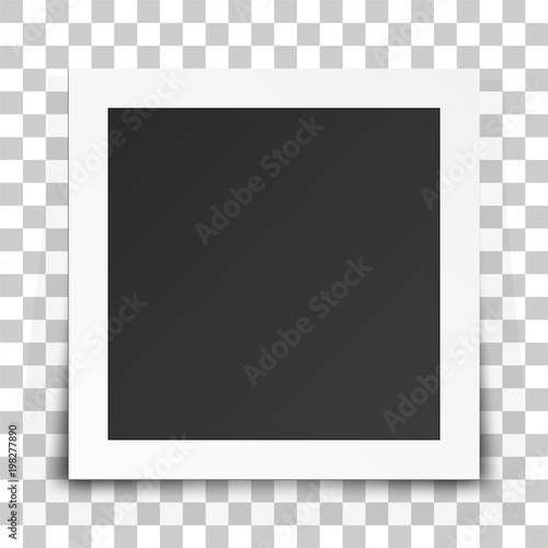 Realistic old photo frame isolated on transparent background.