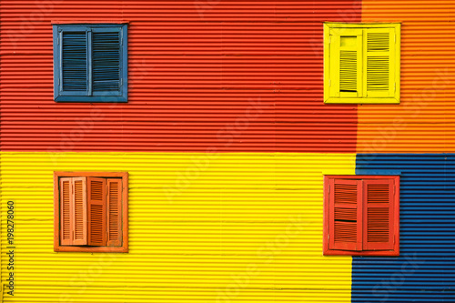 Detail of a colorful house facade in La Boca  Buenos Aires