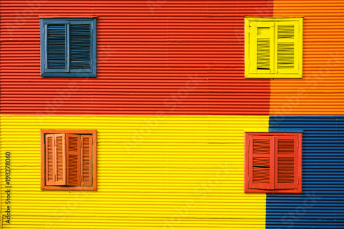 Fotografie Detail of a colorful house facade in La Boca, Buenos Aires