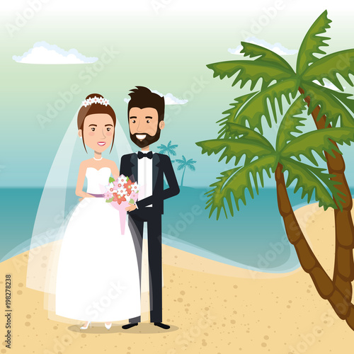 just married couple in the beach