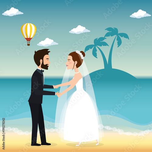just married couple in the beach