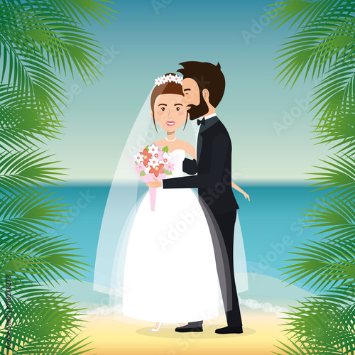 just married couple in the beach