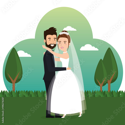 just married couple in the field
