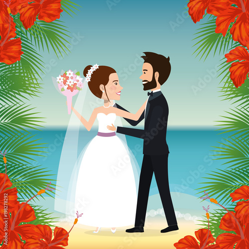 just married couple in the beach