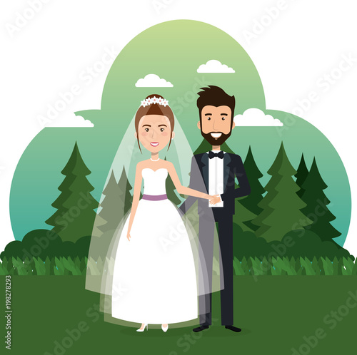 just married couple in the field