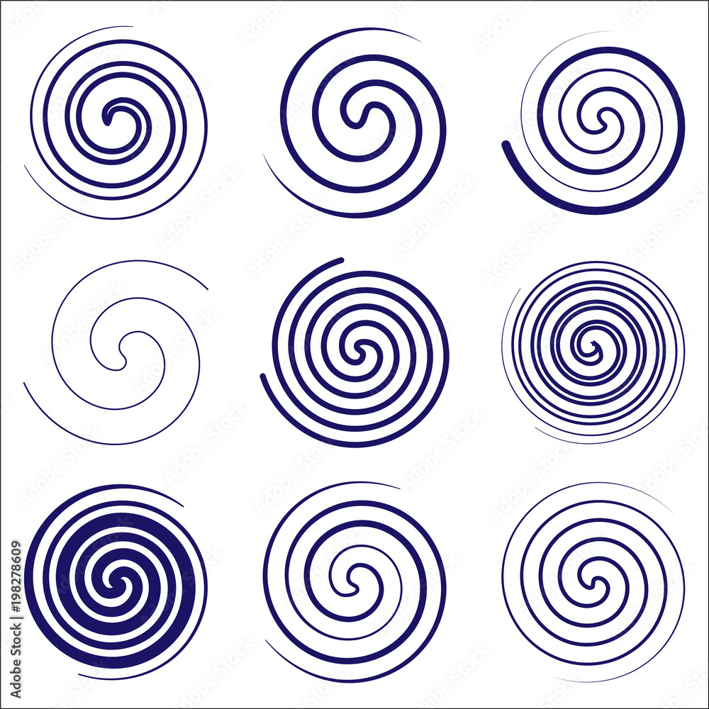 Set of round spiral. Simple. abstract. Vector illustration. For your design. Set of round spiral. Simple. abstract. Vector illustration. For your design.