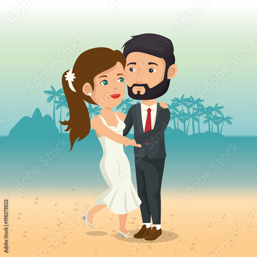 just married couple in the beach
