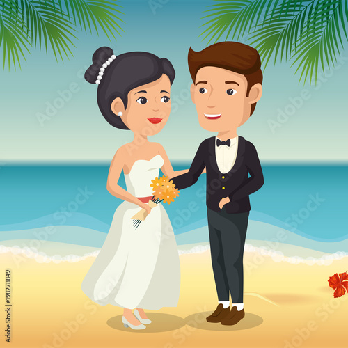 just married couple in the beach