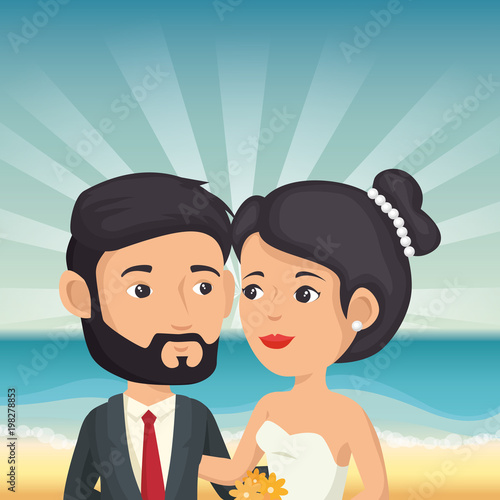 just married couple in the beach