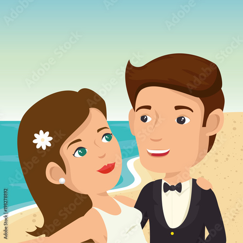 just married couple in the beach