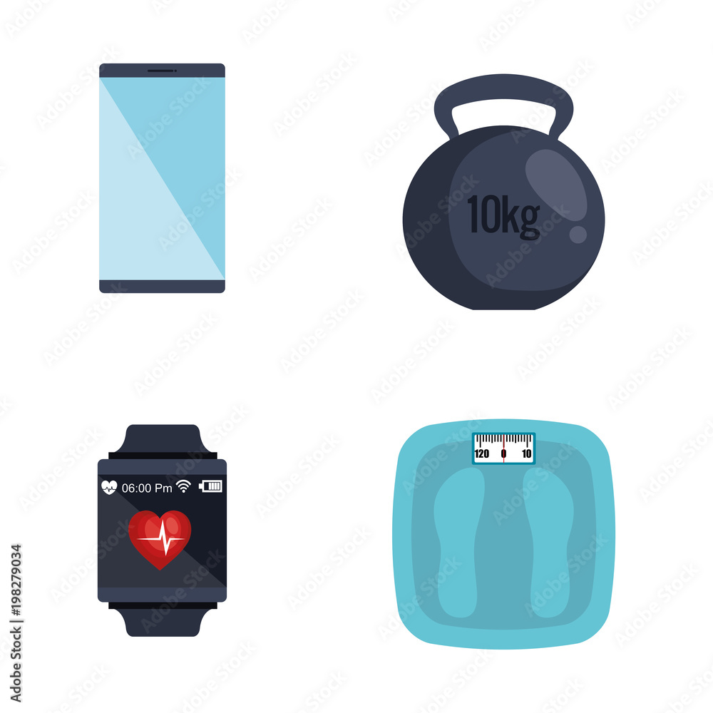 Fototapeta premium healthy lifestyle set icons