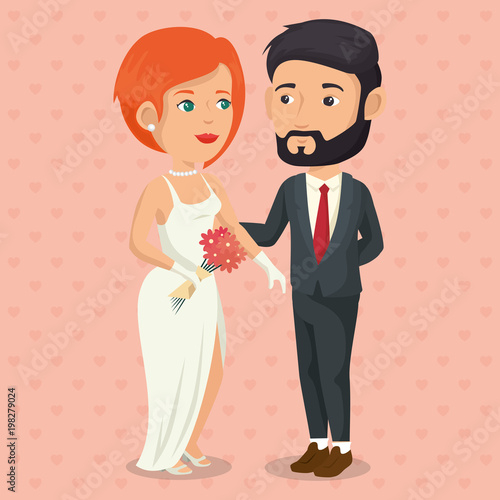 romantic picture of just married couple