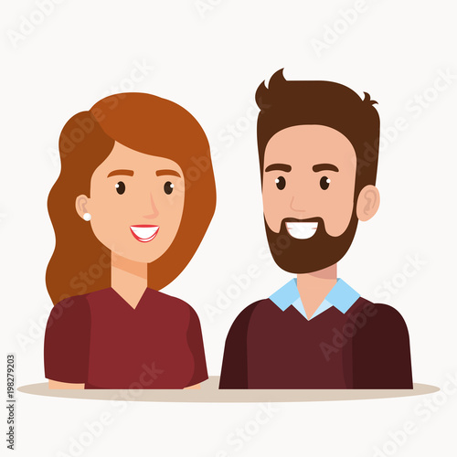 young couple avatars characters