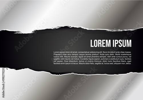 Vector silver torn texture with black background