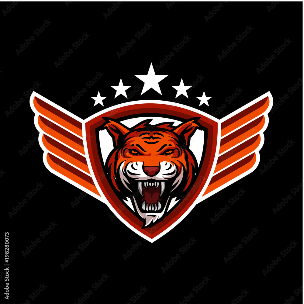 Tiger head with shield Tiger head with shield