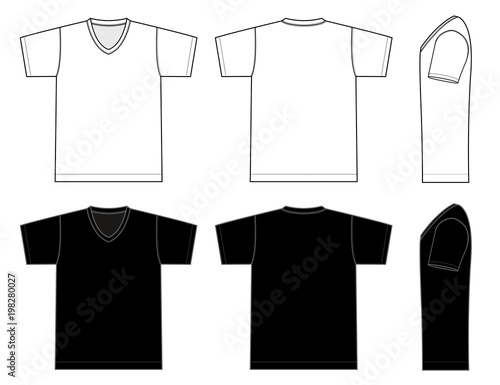 V neck t-shirt  illustration (white/black)
