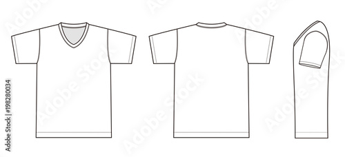 V neck t-shirt illustration (white)