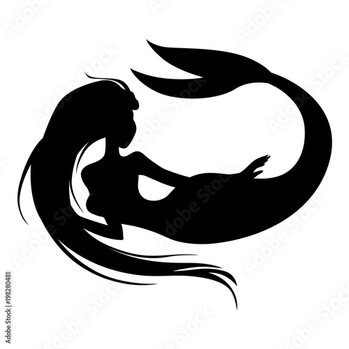 Silhouette of mermaid