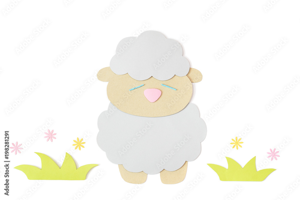 Sheep paper cut on white background - isolated Sheep paper cut on white background - isolated