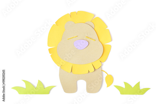 Fototapeta Naklejka Na Ścianę i Meble -  Lion paper cut on white background - isolated