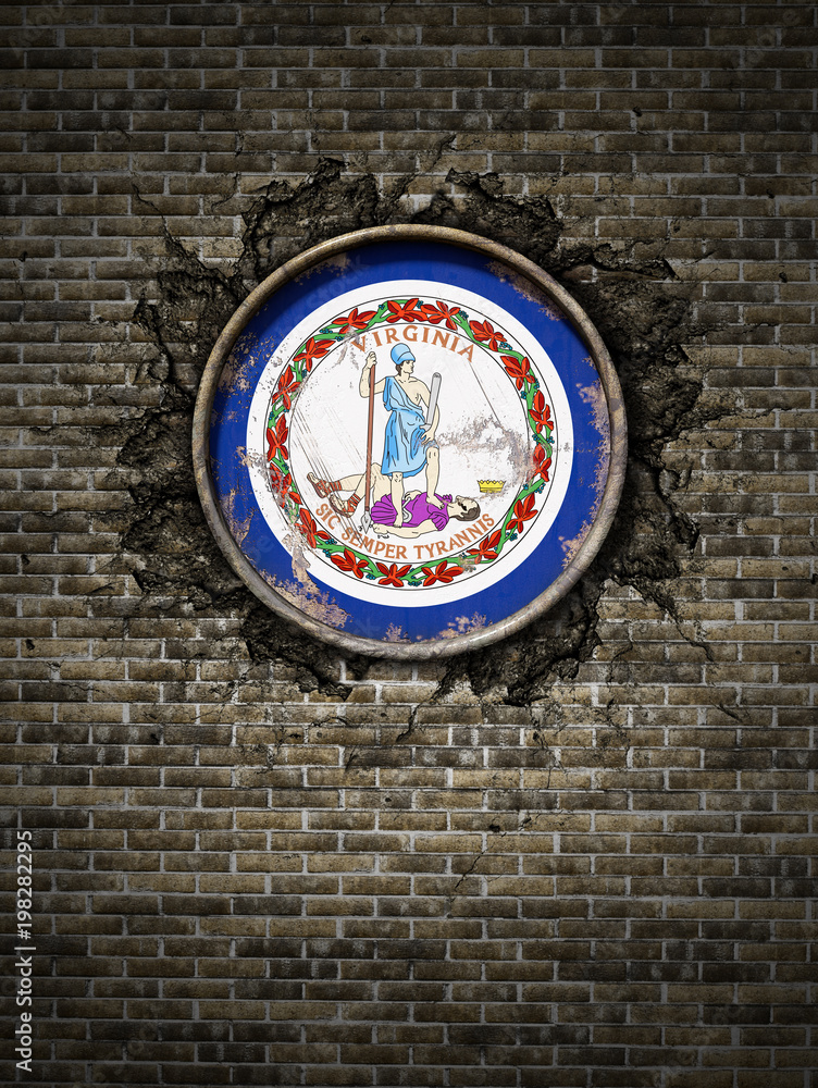 Old Virginia flag in brick wall Old Virginia flag in brick wall
