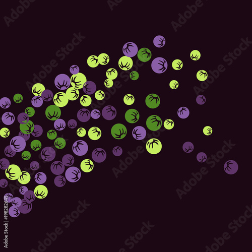 Vector Confetti Background Pattern. Element of design. Colored stylized berries on a black background