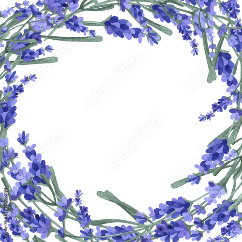 Watercolor illustration lavender circle on isolated background.
