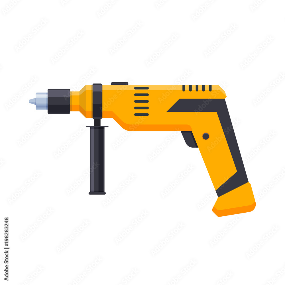 Working tool for construction, carpentry repair work. Electric drill. Working tool for construction, carpentry repair work. Electric drill.