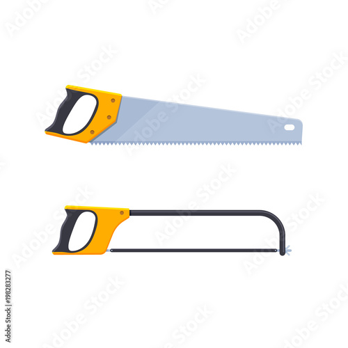 Set of hand saws designed for wood, saws for metal.