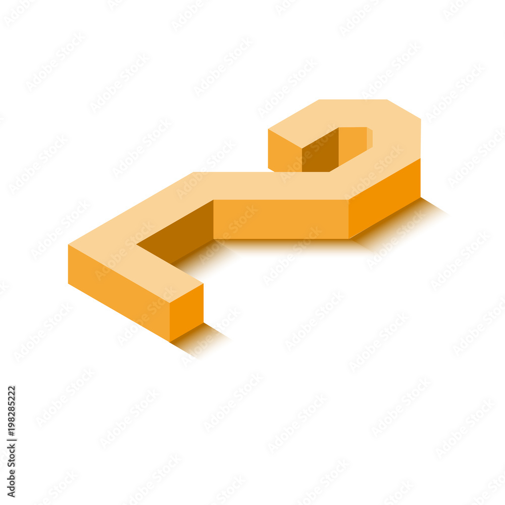 Isometric two orange icon, 3d character with shadow Isometric two orange icon, 3d character with shadow