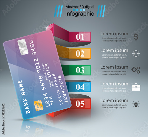 Bank card icon. Business infographic. Vector eps 10