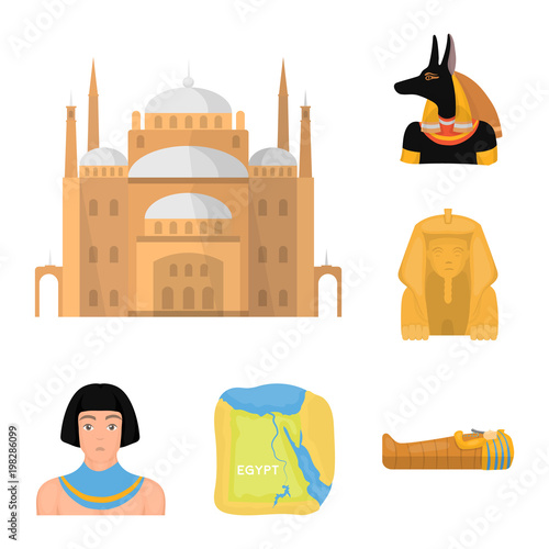 Ancient Egypt cartoon icons in set collection for design. The reign of Pharaoh vector symbol stock web illustration.