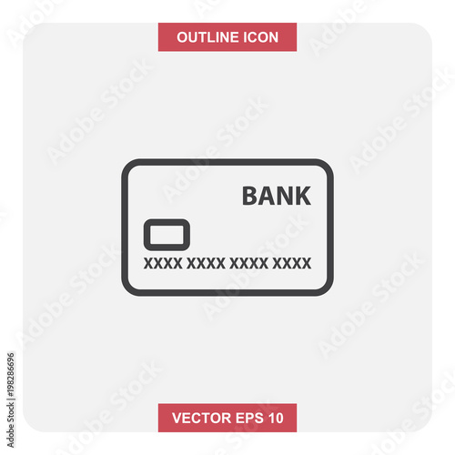 Vector design of outline icon, Credit card or ATM thin lines stroke symbol for web or mobile element.