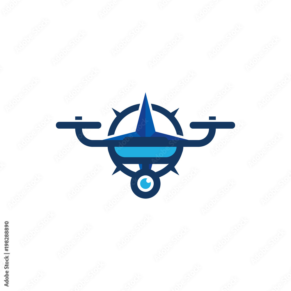 Compass Drone Logo Icon Design Stock Vector | Adobe Stock