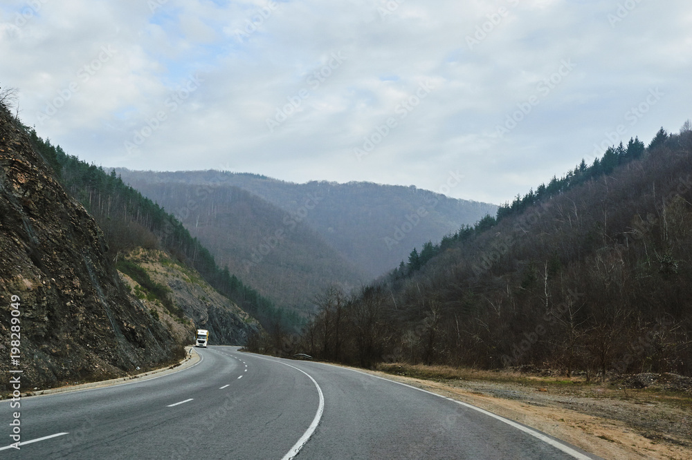 Fototapeta premium Truck transportation on road