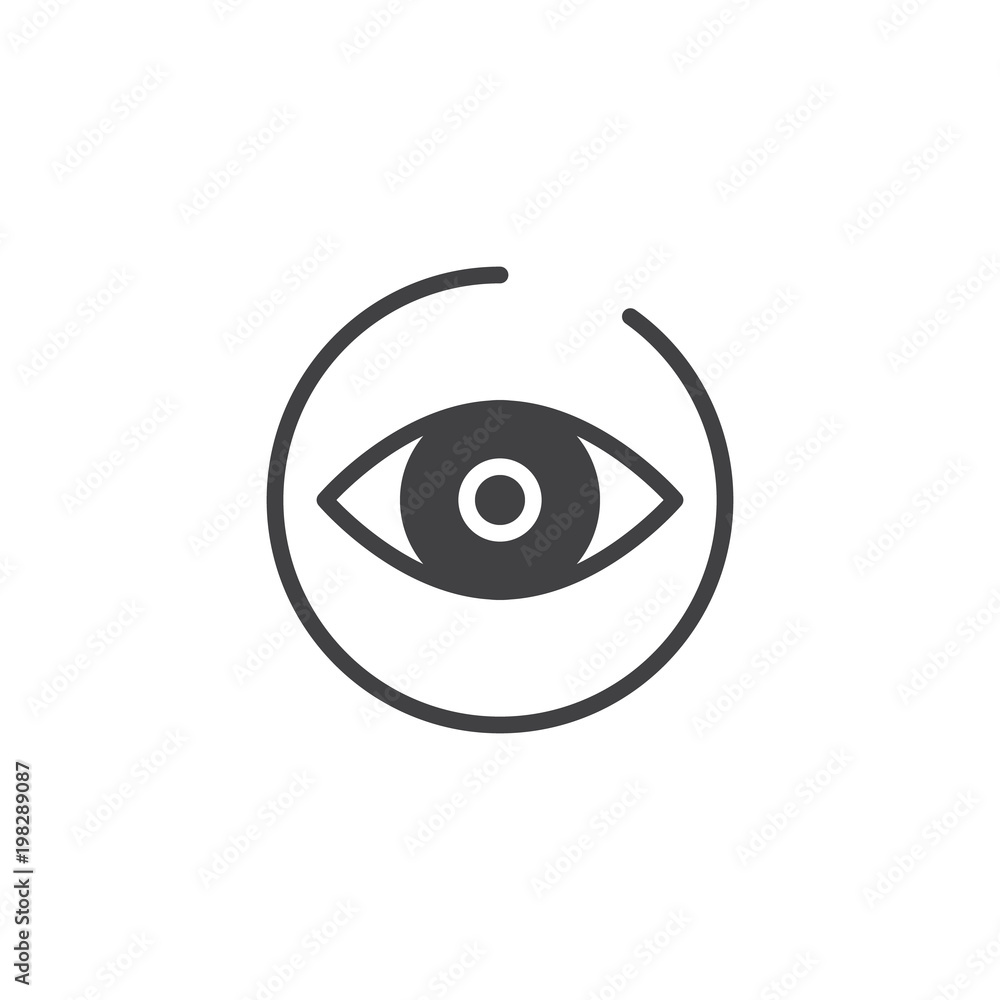 Vision vector icon. filled flat sign for mobile concept and web design. Human eye in a circle solid icon. Symbol, logo illustration. Pixel perfect vector graphics Vision vector icon. filled flat sign for mobile concept and web design. Human eye in a circle solid icon. Symbol, logo illustration. Pixel perfect vector graphics