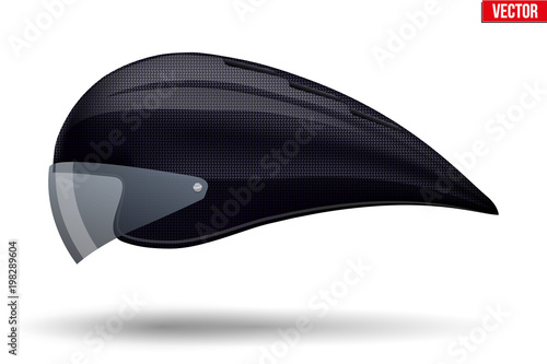 Original Time trial bicycle helmet model. Front view. Equipment of Road bicycle racing. Carbon color. Vector Illustration isolated on white background.